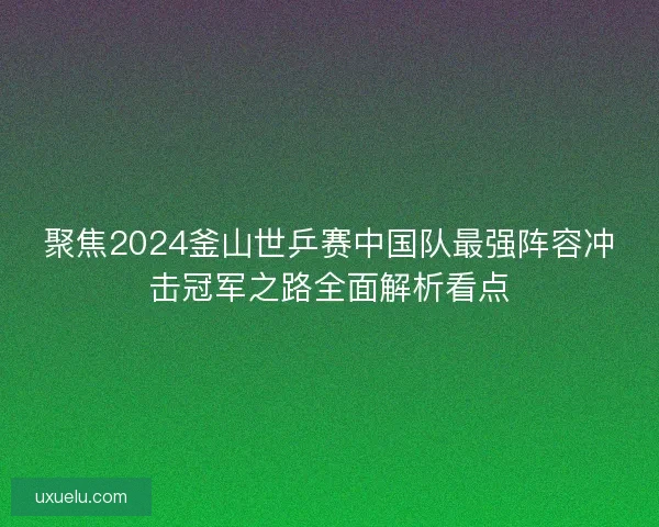 聚焦2024釜山世乒赛中国队最强阵容冲击冠军之路全面解析看点