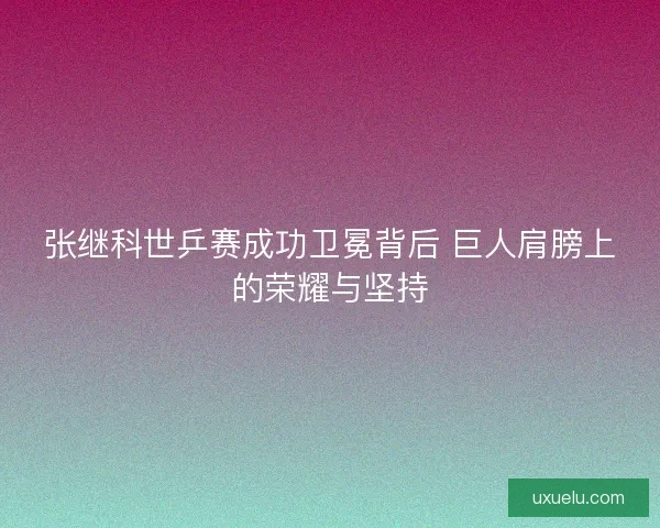 张继科世乒赛成功卫冕背后 巨人肩膀上的荣耀与坚持 张继科世乒赛成功卫冕背后 巨人肩膀上的荣耀与坚持